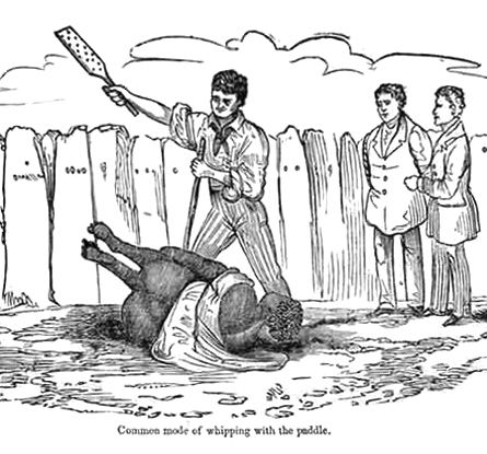 Beating a slave with a paddle